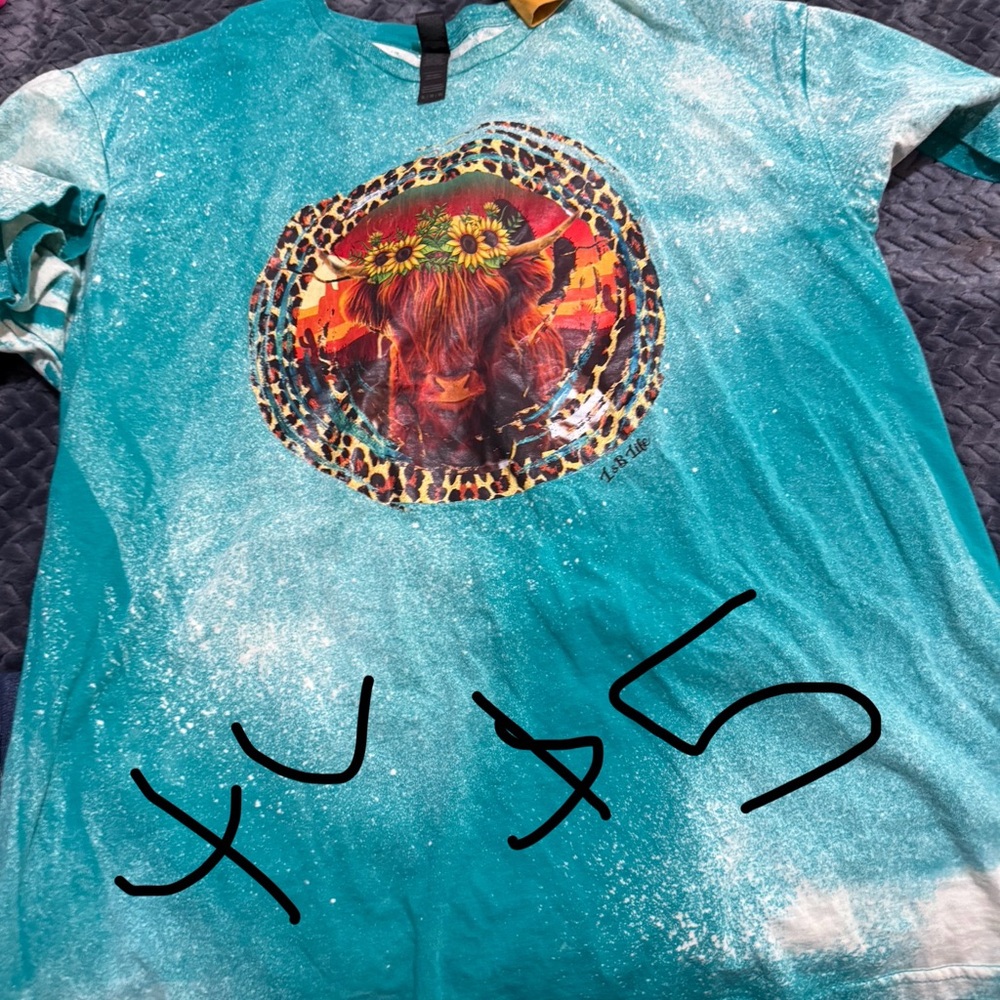 Blue Short Sleeve Tee with Graphic Design